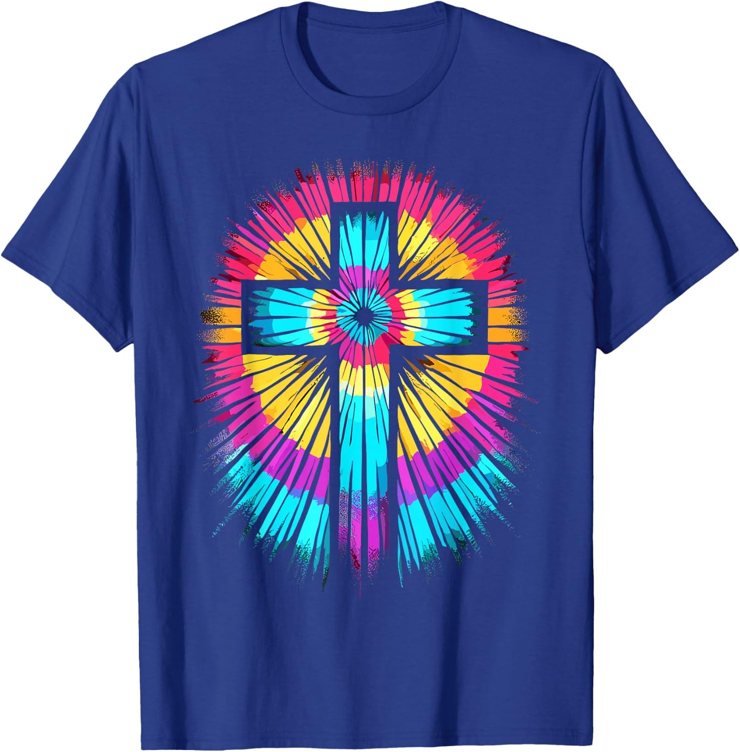 Vibrant Tie Dye Cross Christian Apparel Cross T-Shirt - T-Shirt | Royal