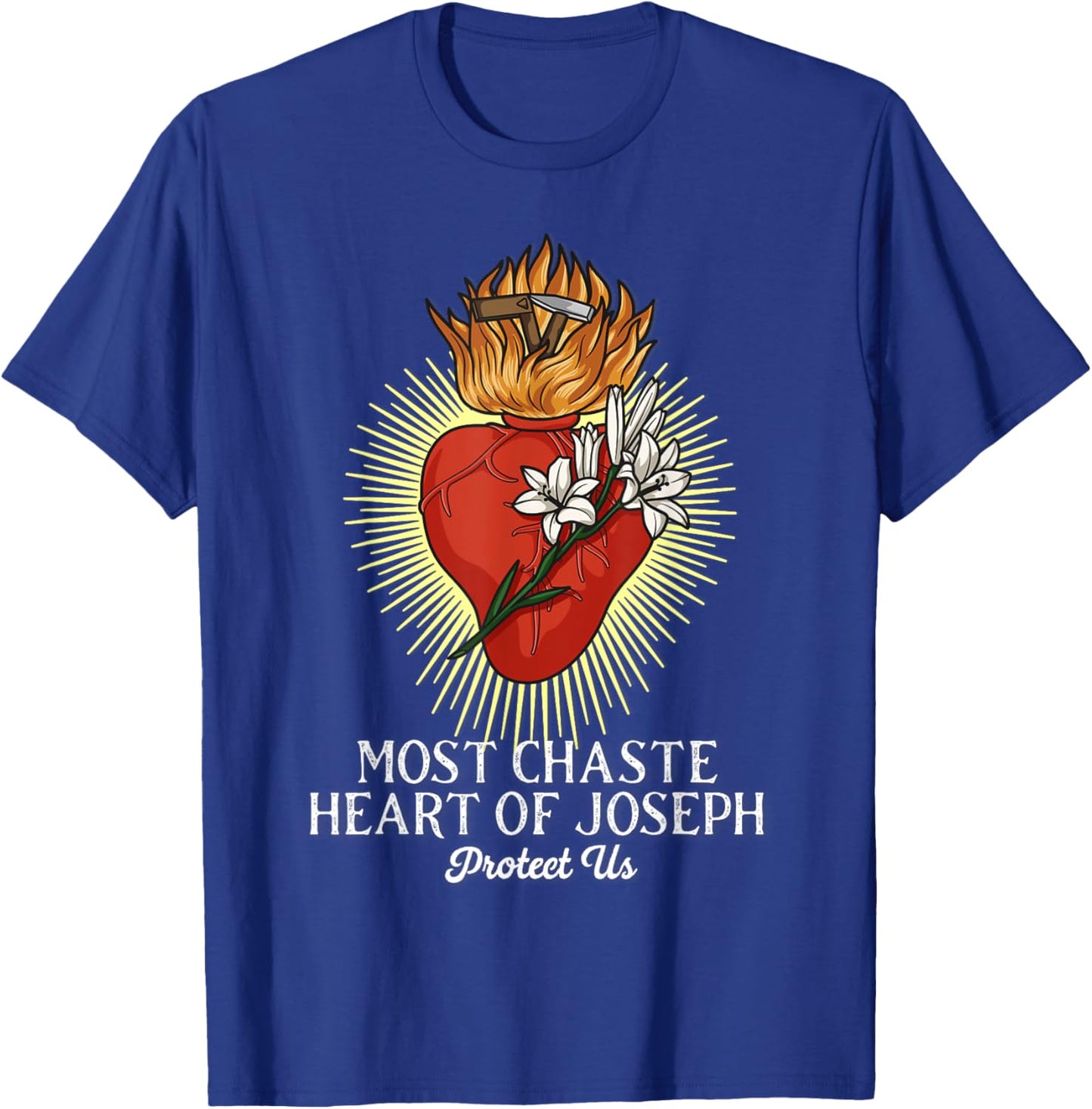 The Most Chaste Heart of Saint Joseph Traditional Catholic T-Shirt - T-Shirt | Royal