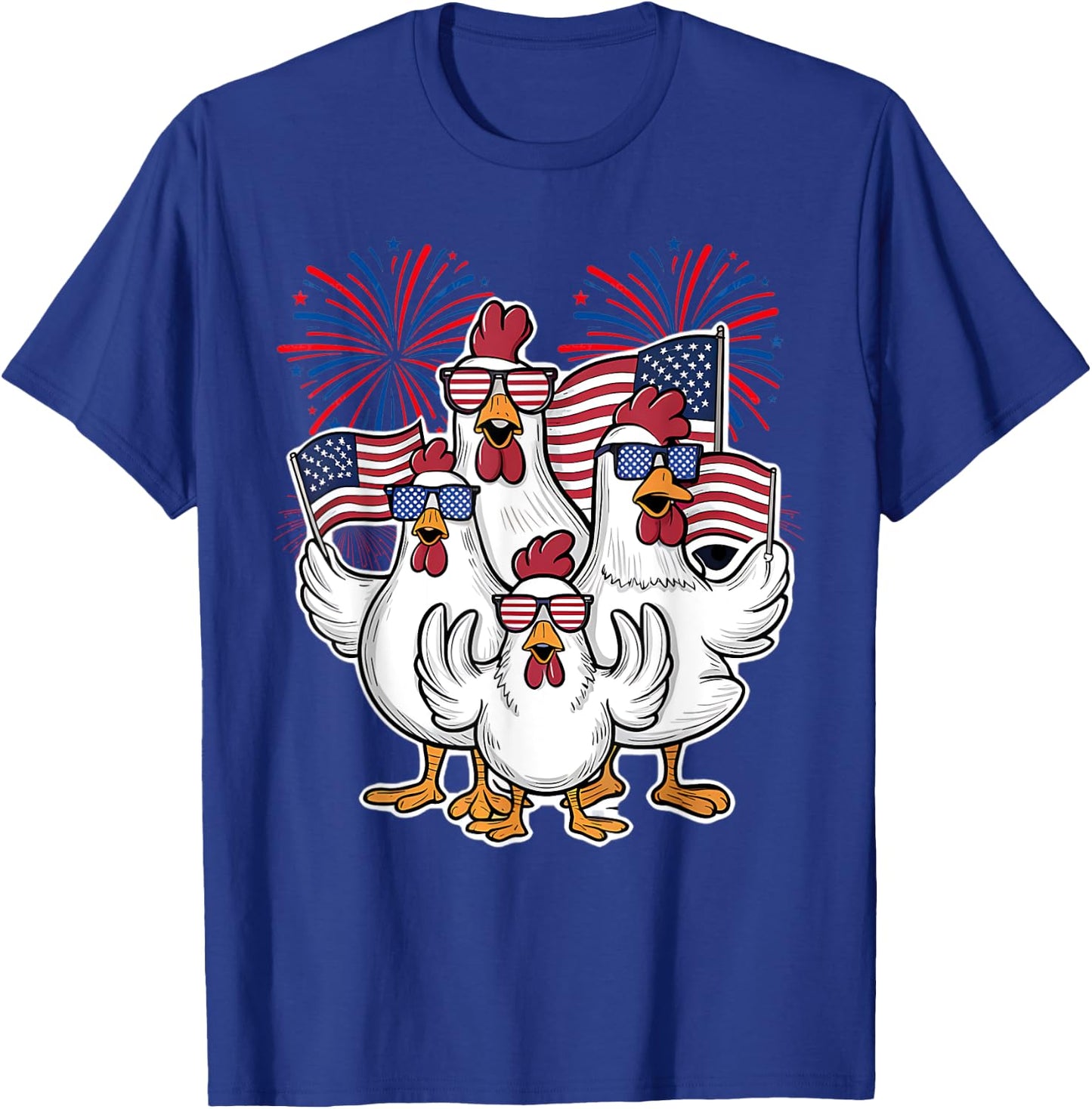 Chicken Fourth of July Patriotic USA Flag 4th July Chicken T-Shirt - T-Shirt | Royal