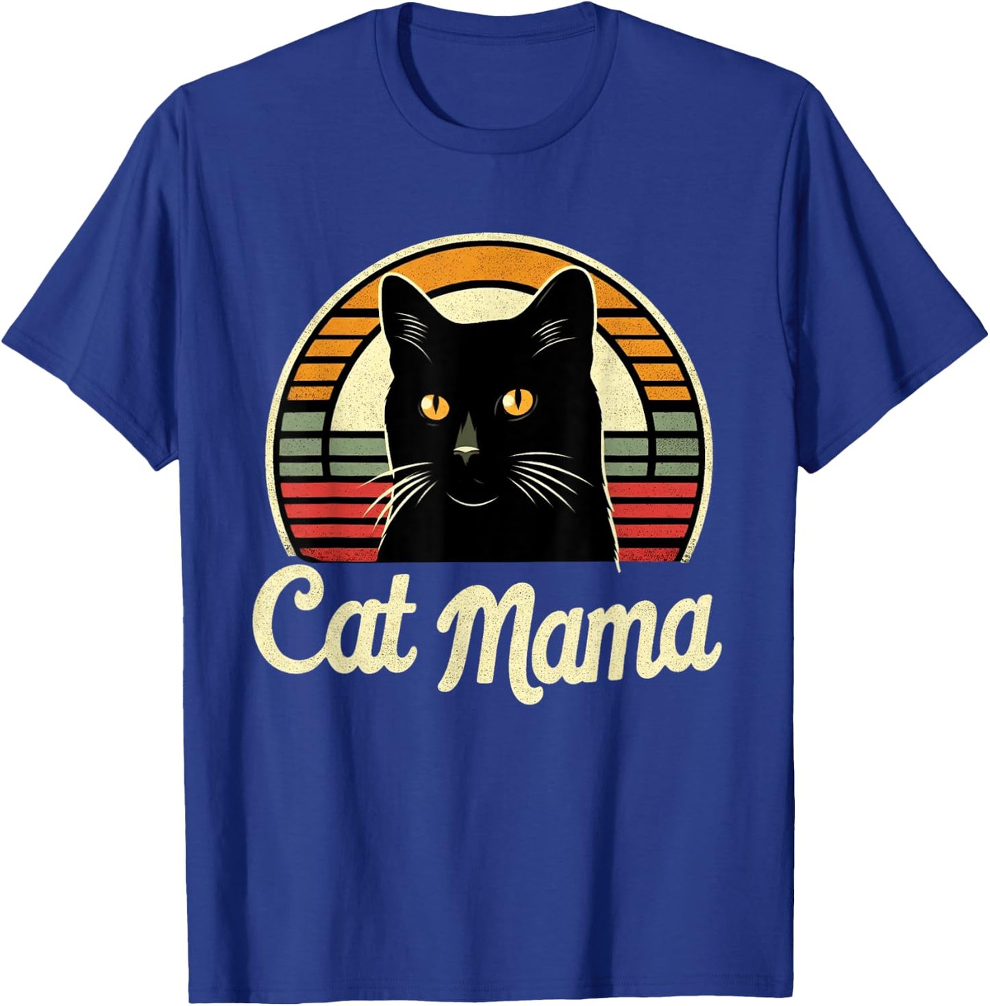 Cat Mama Cool Black Cat Mother's Day Retro Cat Mom T-Shirt - T-Shirt | Royal