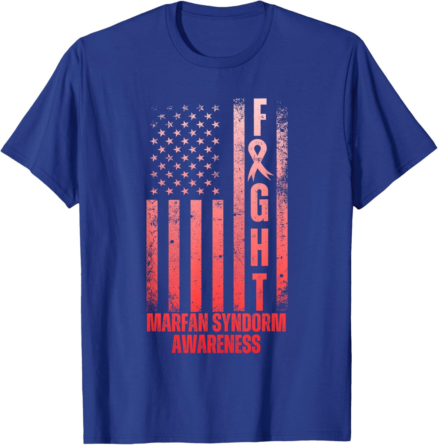 Fight Marfan Syndrome Awareness Fighters Wear Red Messy Bun T-Shirt - T-Shirt | Royal