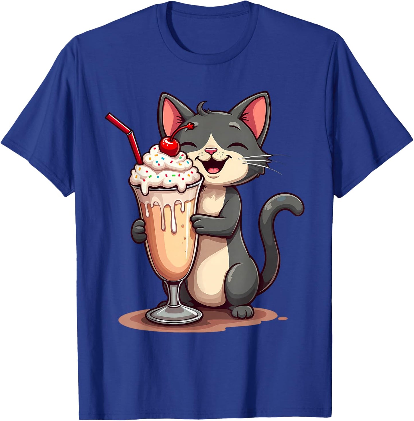 Kawaii Cat Shirt Milkshake Cute Kawaii Teen Kids Girls Women T-Shirt - T-Shirt | Royal