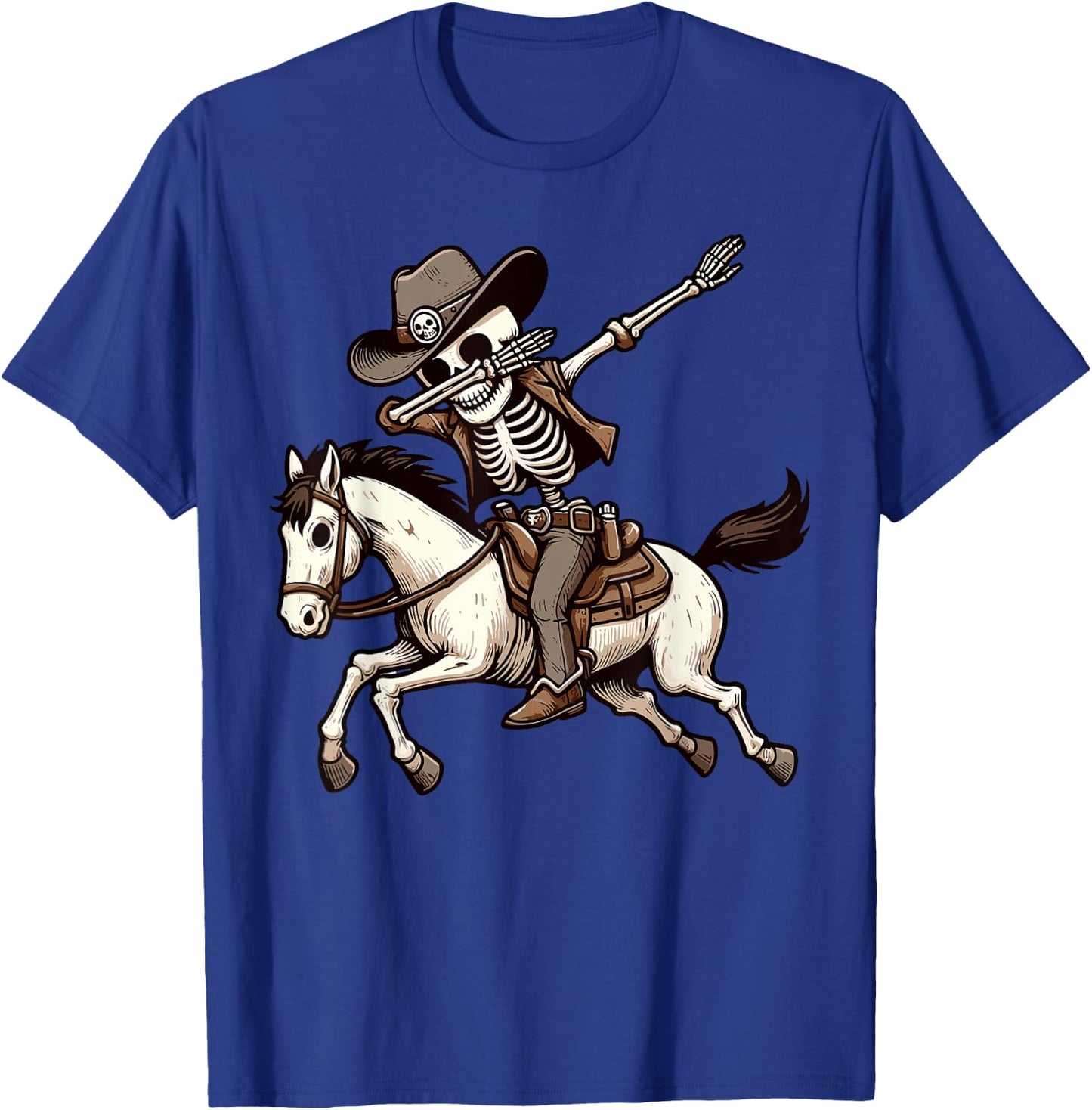 Dabbing Skeleton Cowboy Halloween Costume Kids Boys Men Dab T-Shirt - T-Shirt | Royal