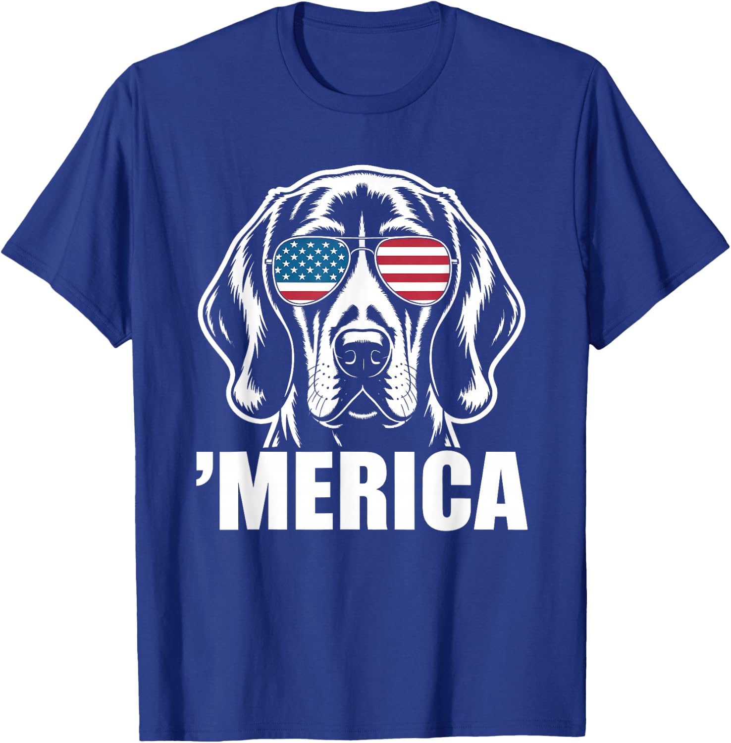 Patriotic USA American Flag 4th of July Redbone Coonhound T-Shirt - T-Shirt | Royal