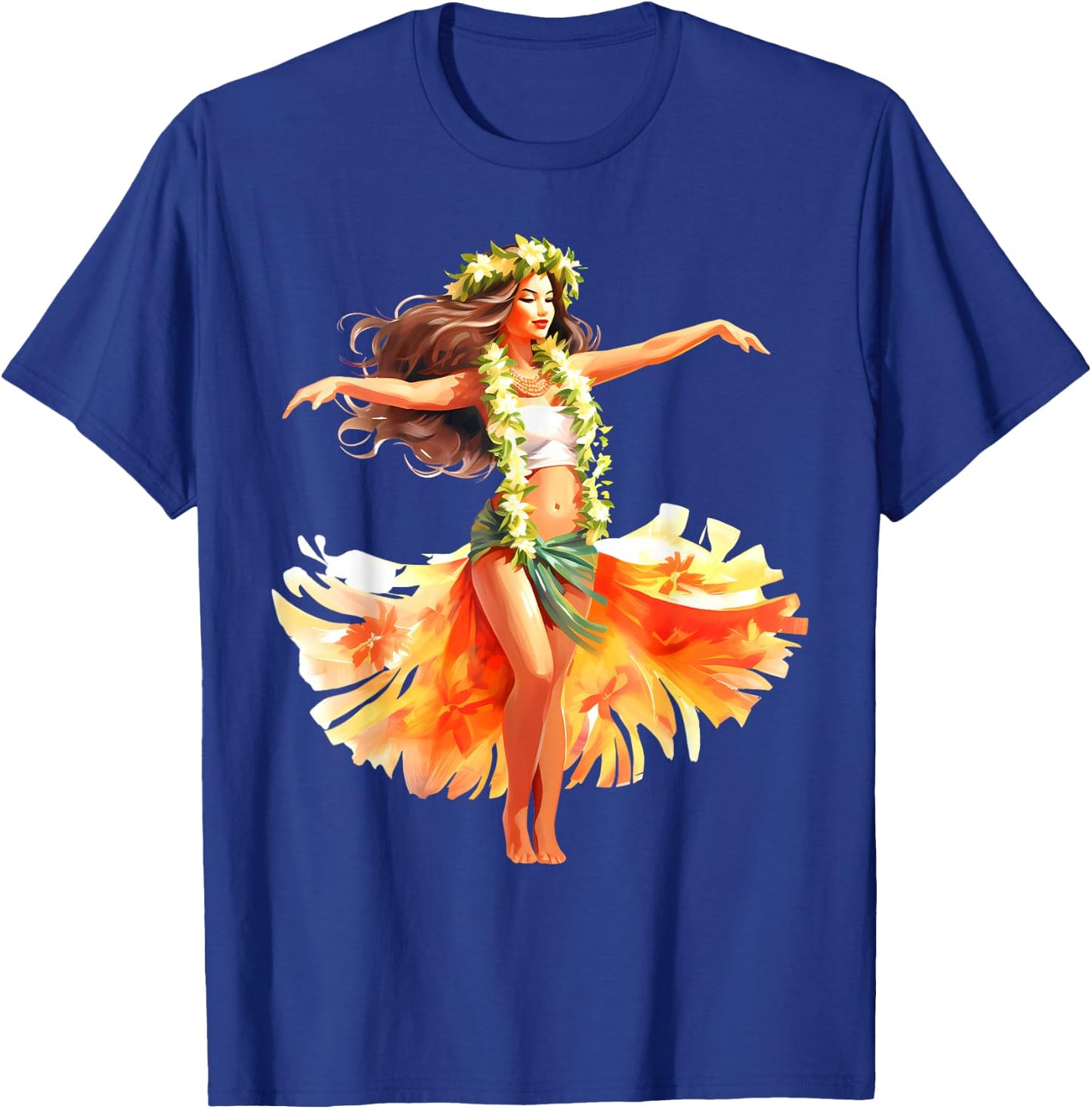Hula Pin-Up Girl x Pretty Hawaiian Girl Watercolor T-Shirt - T-Shirt | Royal
