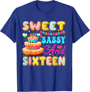 Sweet Sassy & Sixteen 16 Years Old Donut Lover 16th Bday T-Shirt - T-Shirt | Royal