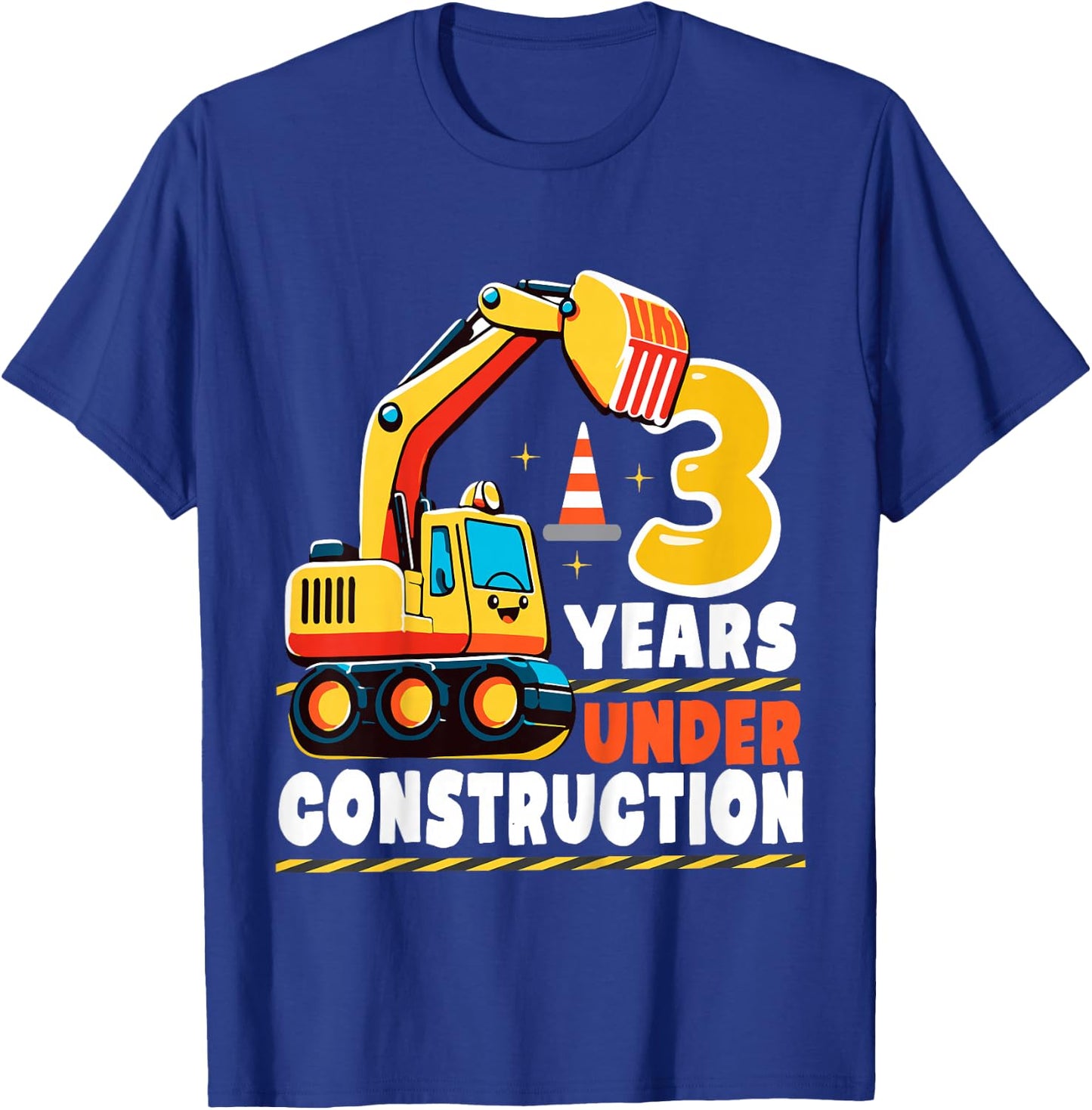 Kids 3 Years Under Construction Boy Three Year Old 3rd Birthday T-Shirt - T-Shirt | Royal