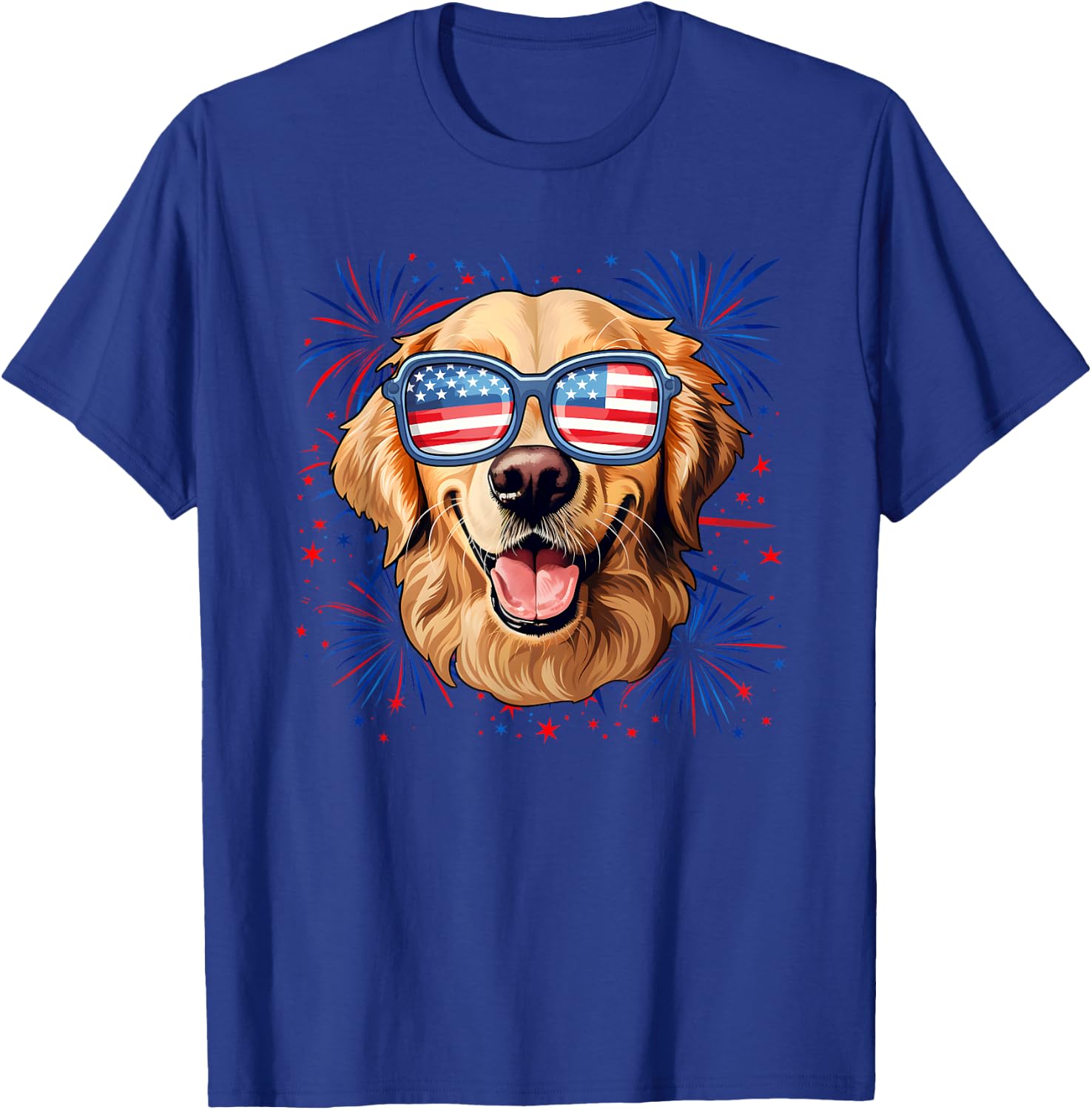 American 4th Of July Golden Retriever T-Shirt - T-Shirt | Royal