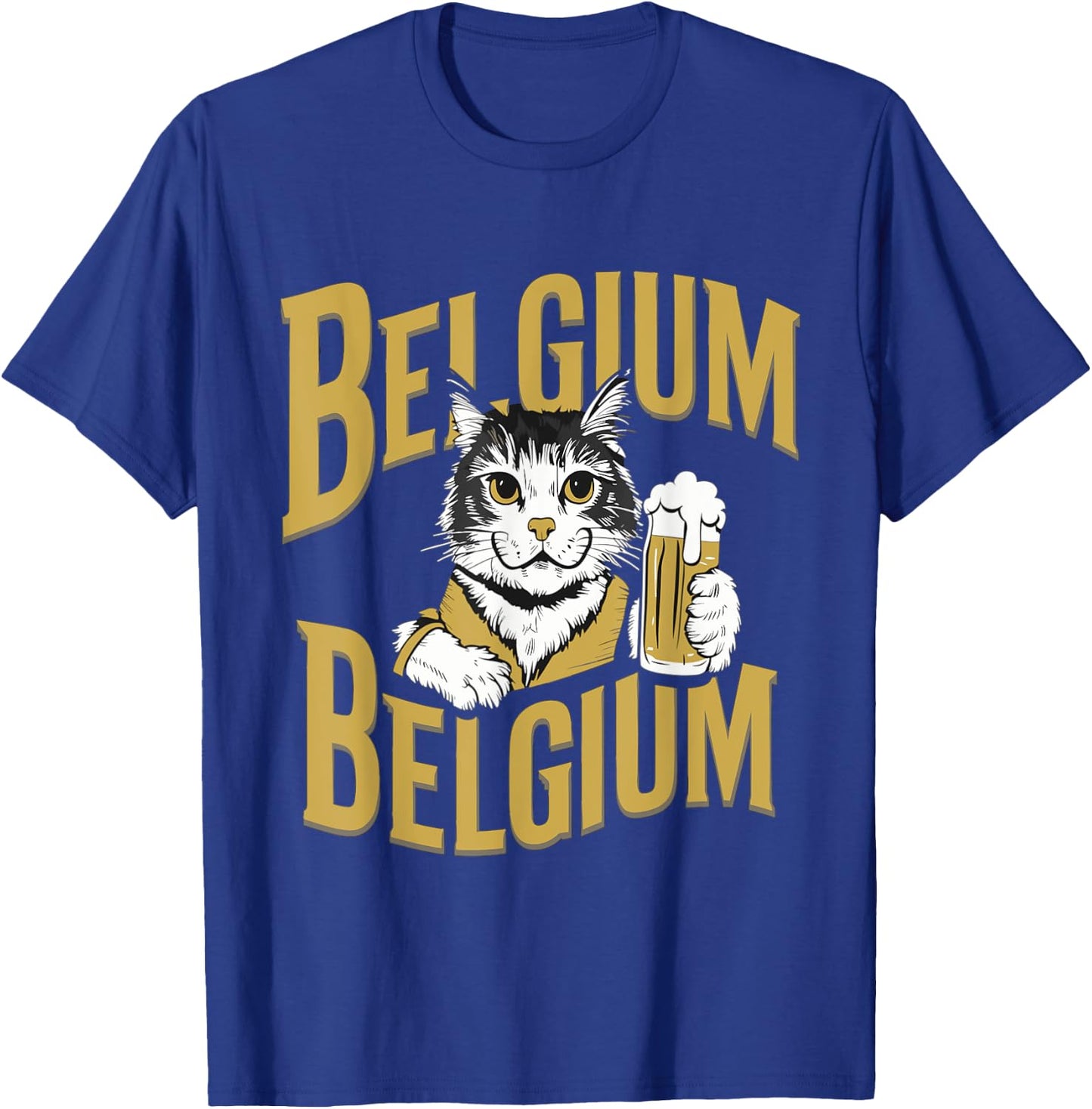 Retro Cat Beer Travel to Belgium T-Shirt - T-Shirt | Royal
