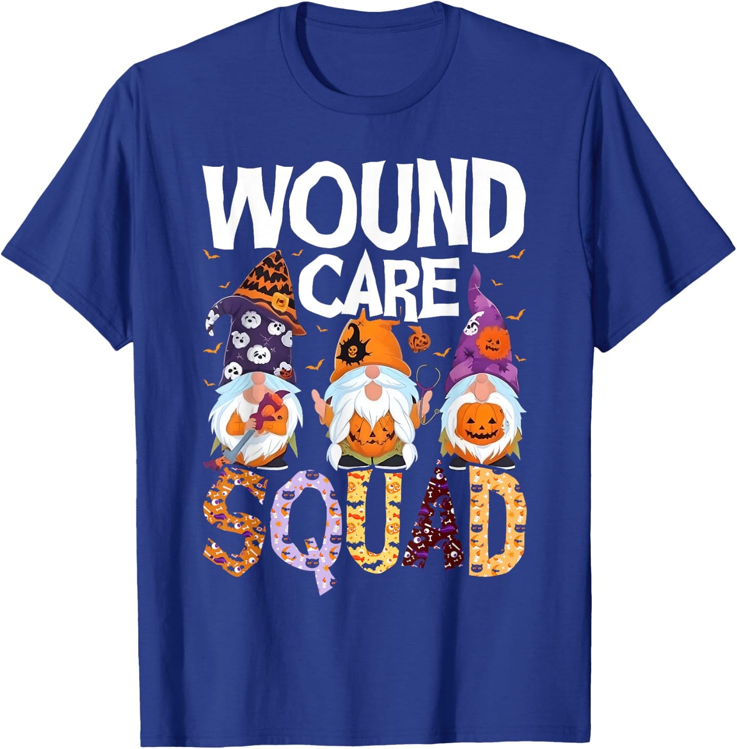 Wound Care Squad Gnome Nurse Halloween Scrubs Stethoscope T-Shirt - T-Shirt | Royal