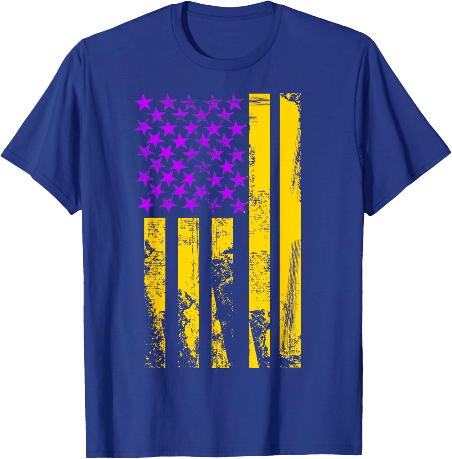 Purple Gold USA American Flag Patriotic T-Shirt - T-Shirt | Royal