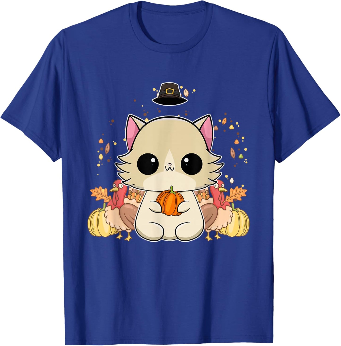 Ragdoll Cat Anime Kitten Thanksgiving Turkey T-Shirt - T-Shirt | Royal