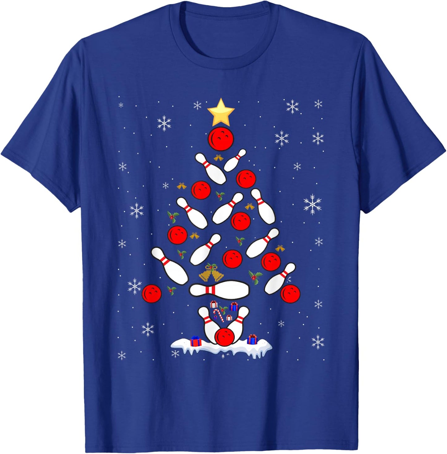 Funny Bowling Christmas Tree Lights Xmas Women T-Shirt - T-Shirt | Royal