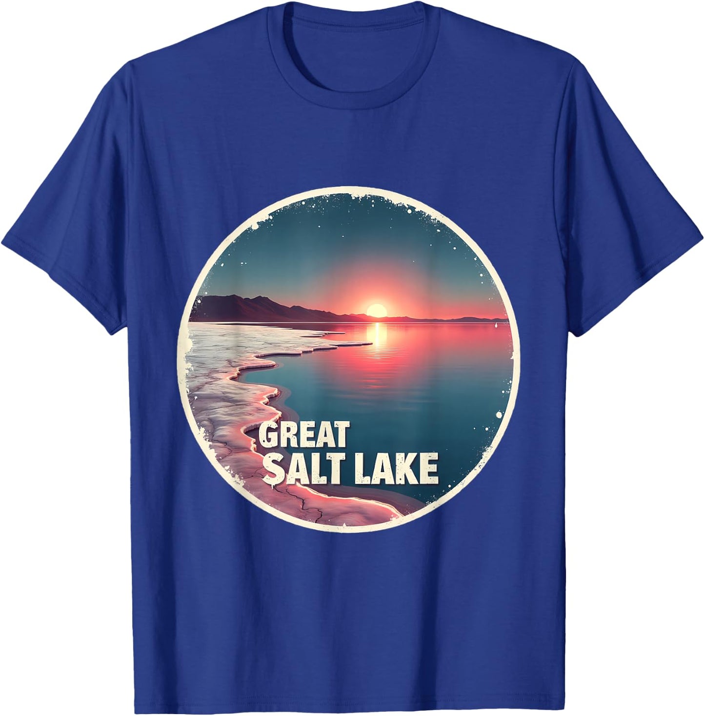 Great Salt Lake Scenic Sunset Tranquil Landscape T-Shirt - T-Shirt | Royal