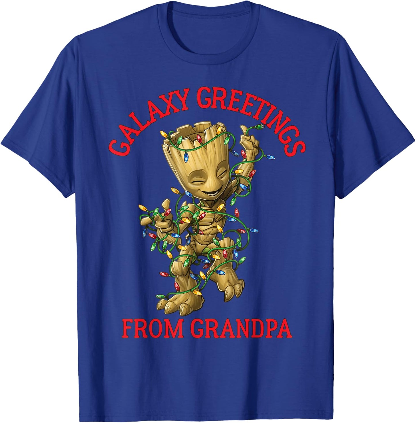 Marvel Groot Galaxy Greetings From Grandpa Christmas T-Shirt - T-Shirt | Royal