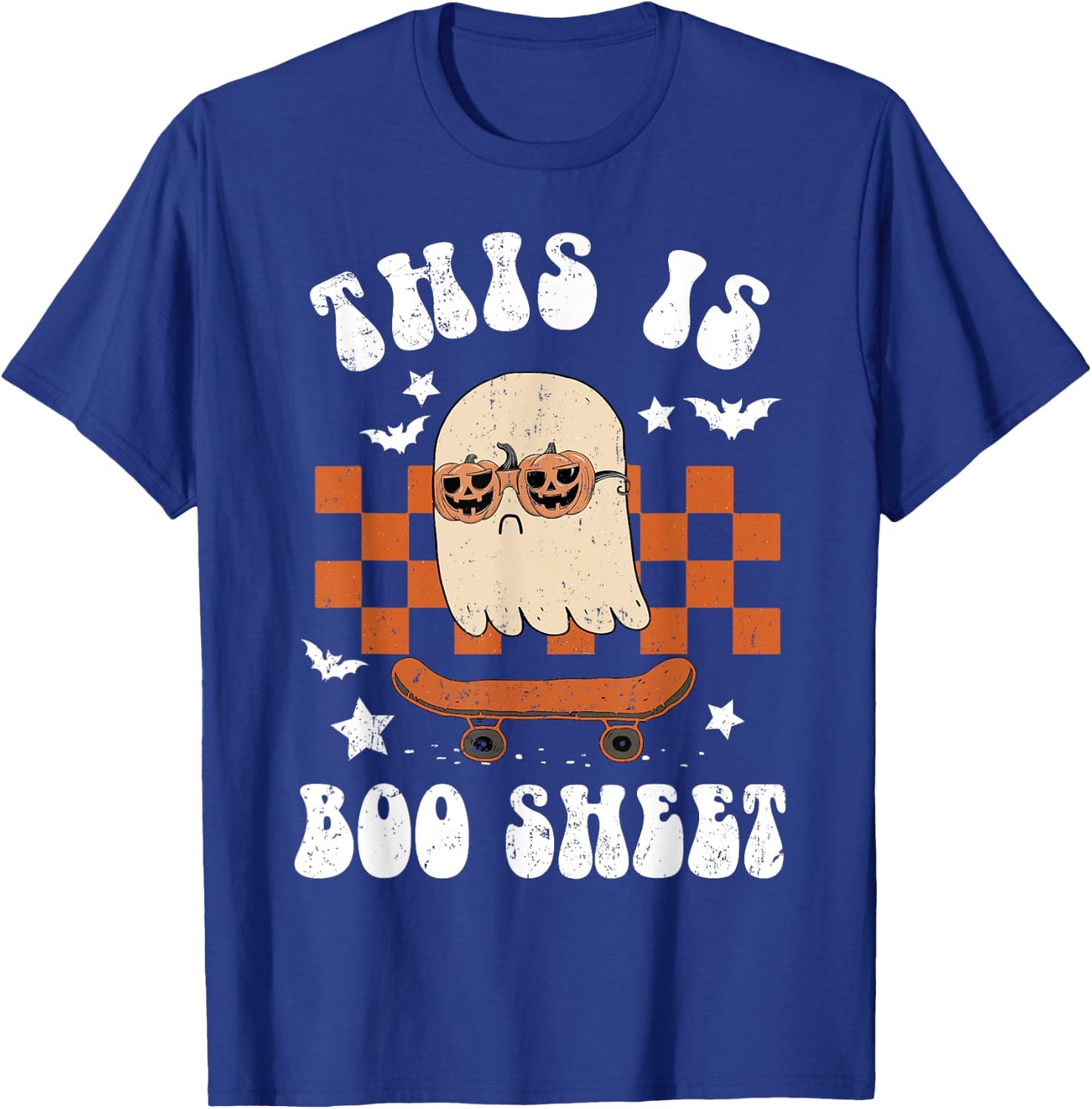 Cute Ghost Skateboarding This is Boo Sheet Halloween Costume T-Shirt - T-Shirt | Royal