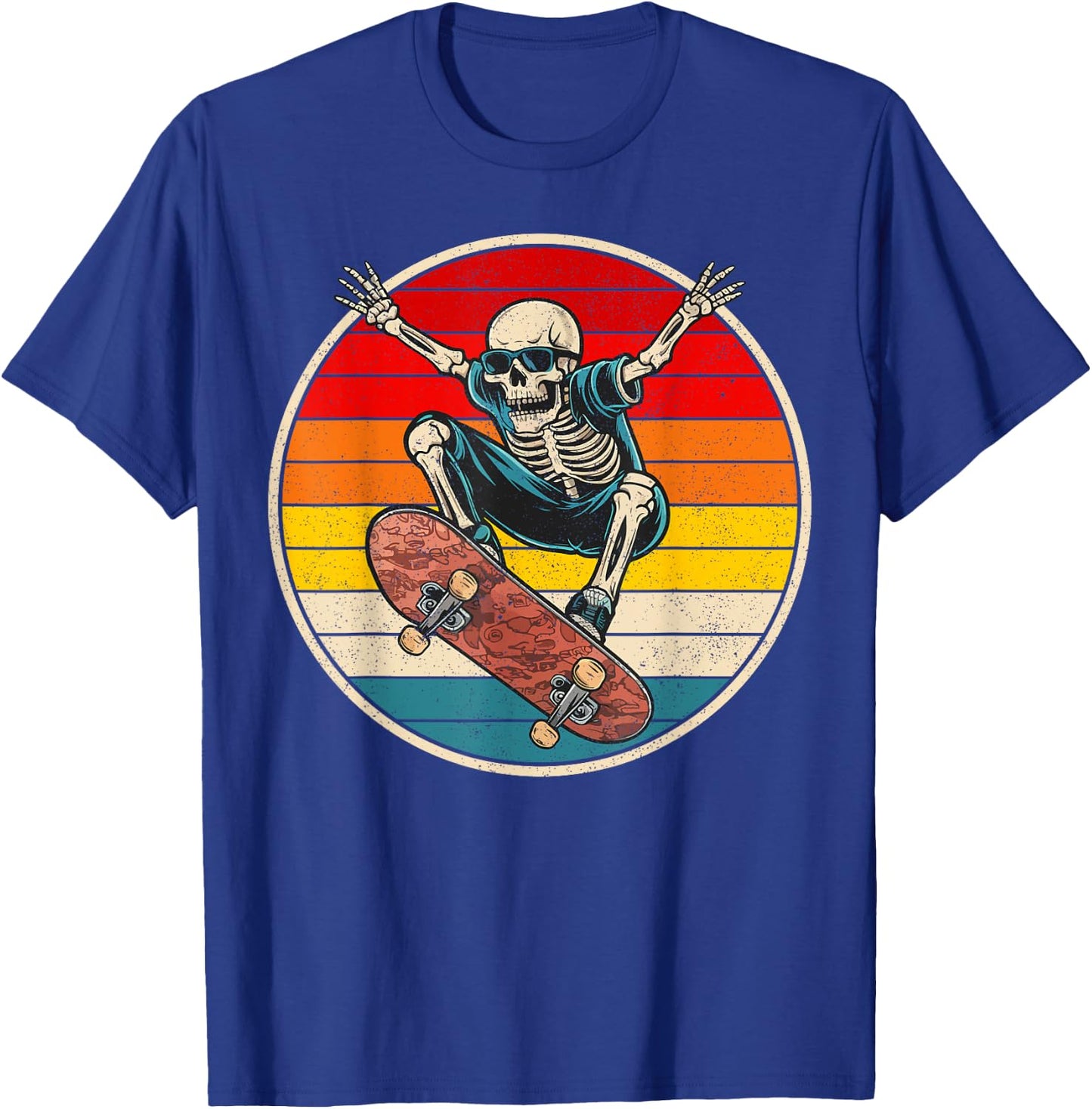 Retro Skateboarding Skateboard Skeleton Skateboarder Street T-Shirt - T-Shirt | Royal