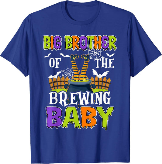 Big Brother Of The Brewing Baby Halloween Witch Baby Funny T-Shirt - T-Shirt | Royal