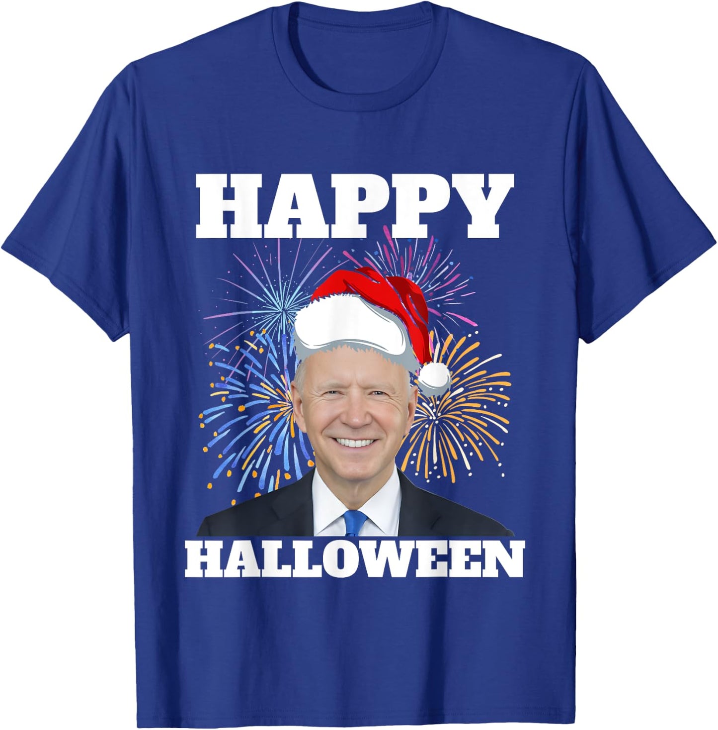 Funny Joe Biden 4th Of July Happy Halloween Firework US Flag Men T-Shirt - T-Shirt | Royal