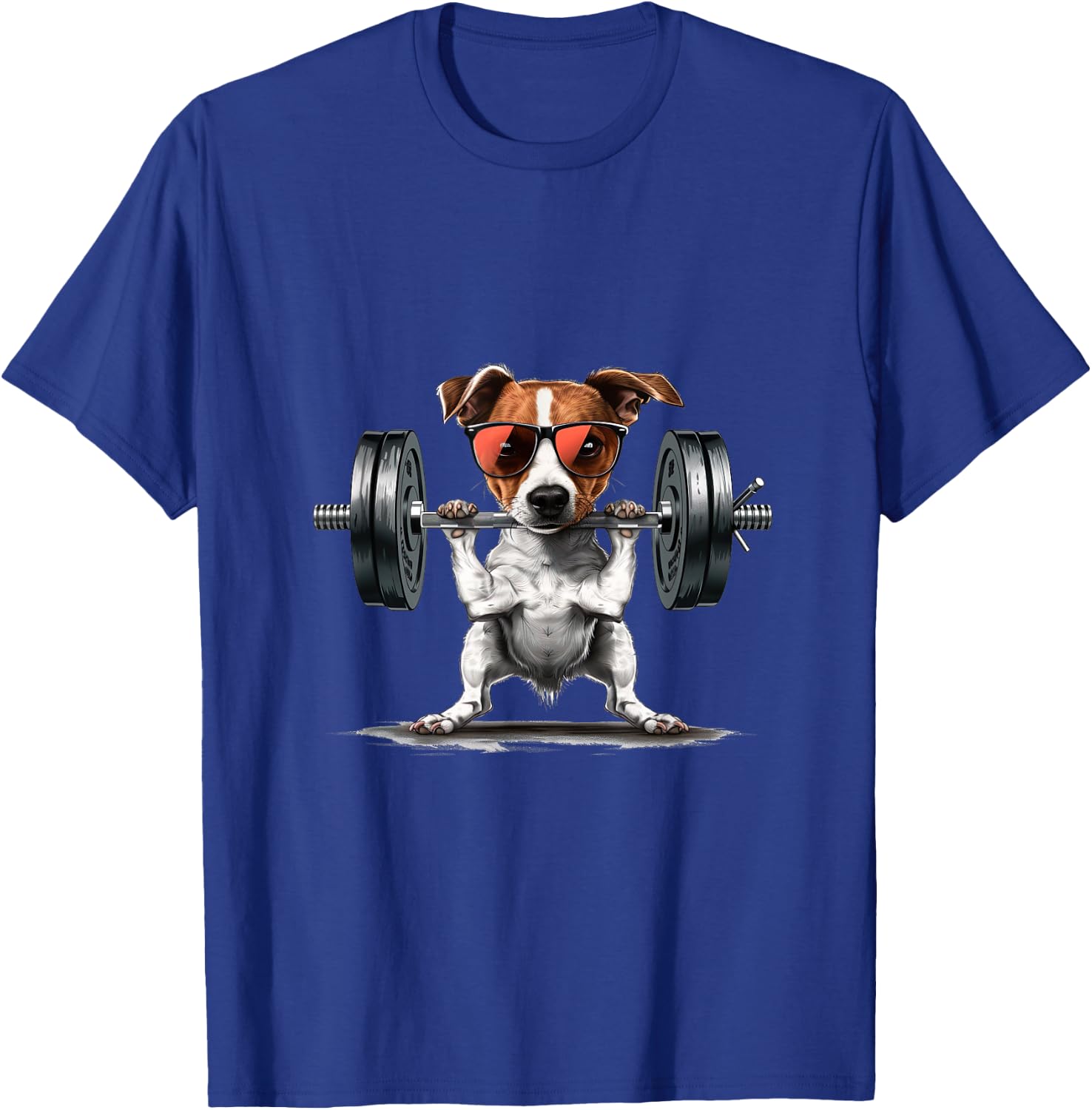 Pumping Weight Lifting Funny Jack Russell Terrier T-Shirt - T-Shirt | Royal