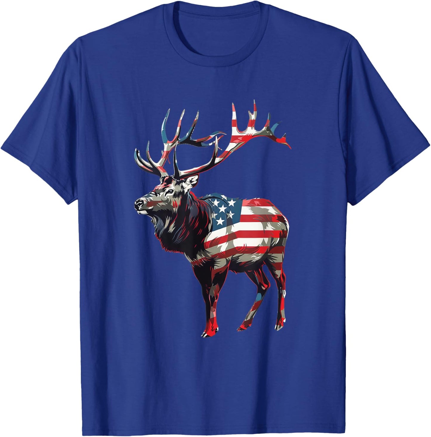 Elk American Flag T-Shirt - T-Shirt | Royal
