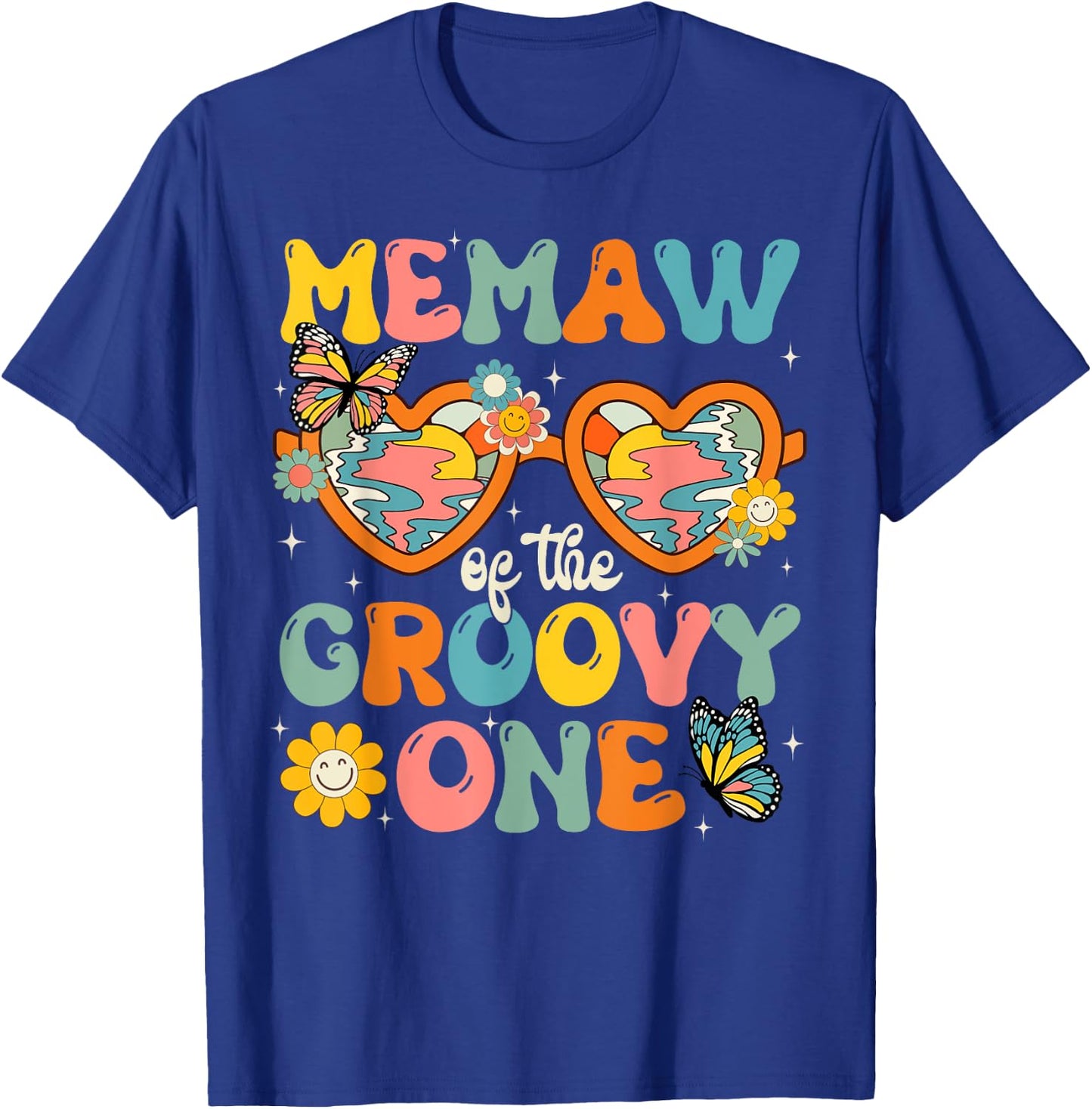 Memaw of the Groovy One Glasses Birthday Party T-Shirt - T-Shirt | Royal