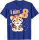 8 Years old 8 birthday outfit Boy girl Tiger T-Shirt - T-Shirt | Royal