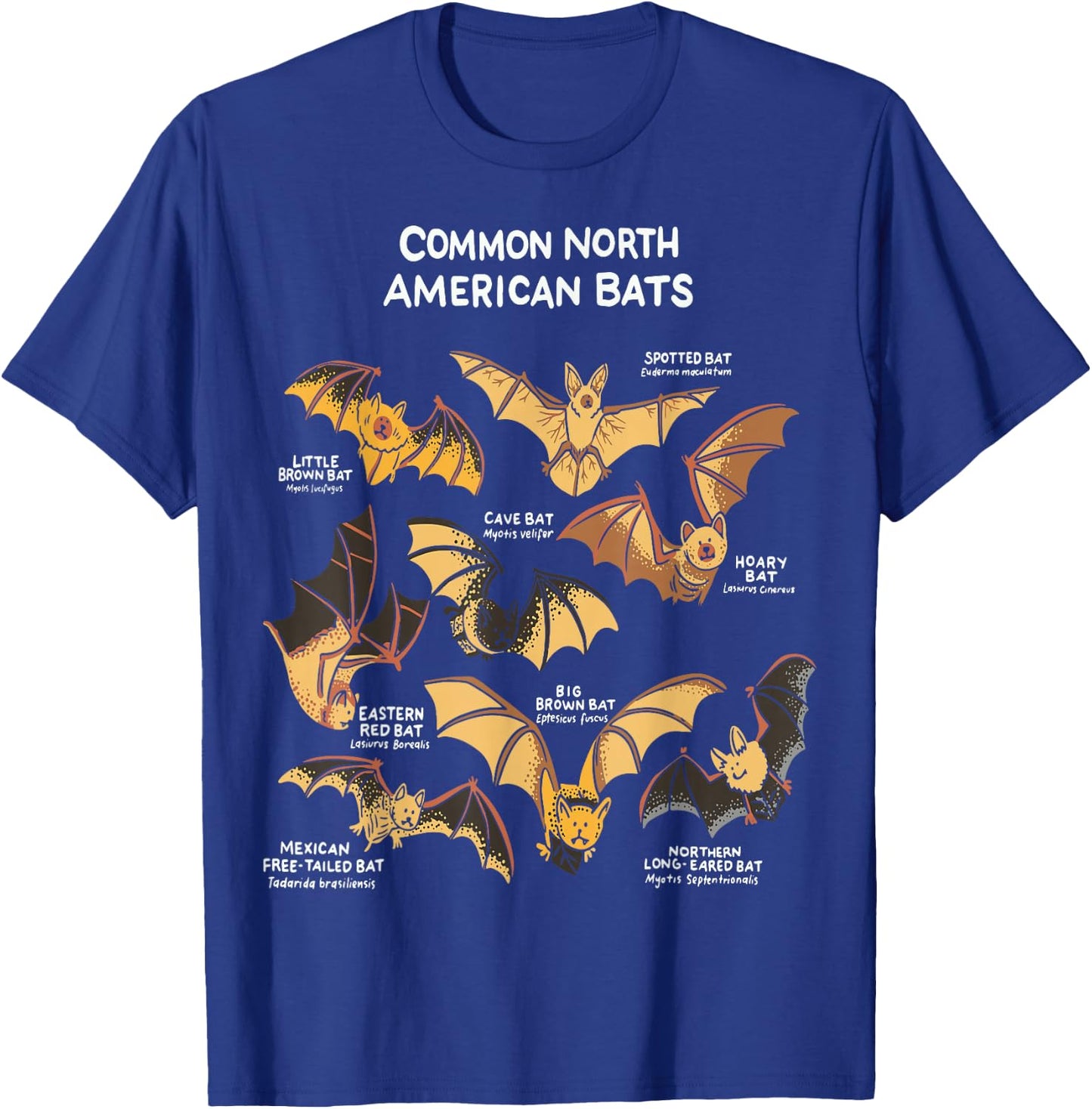 Bats of North America I Megabat I Bloodsucker I Bat T-Shirt - T-Shirt | Royal