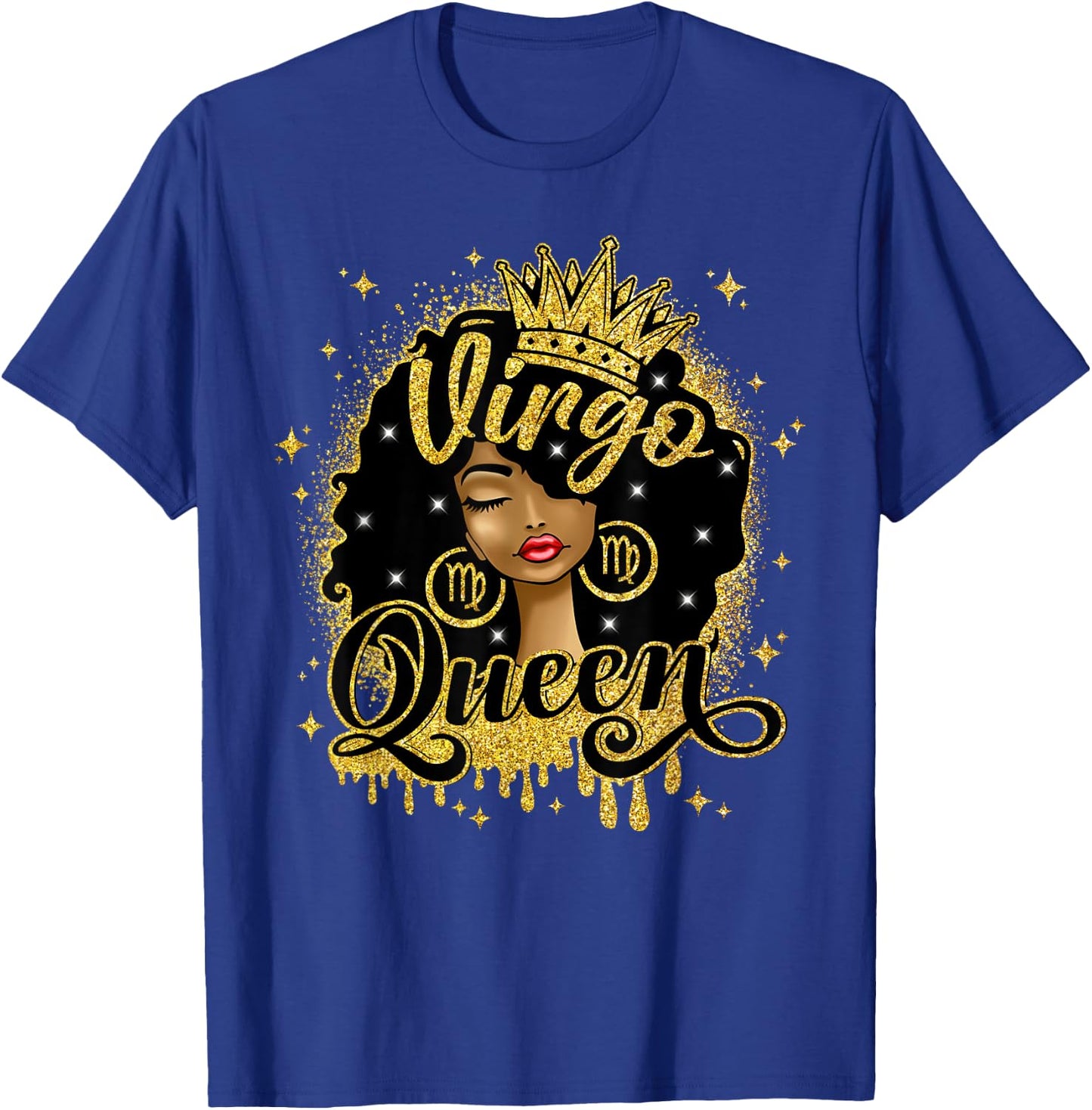 Virgo Queen Afro Natural Hair Girl Black Woman Zodiac T-Shirt - T-Shirt | Royal