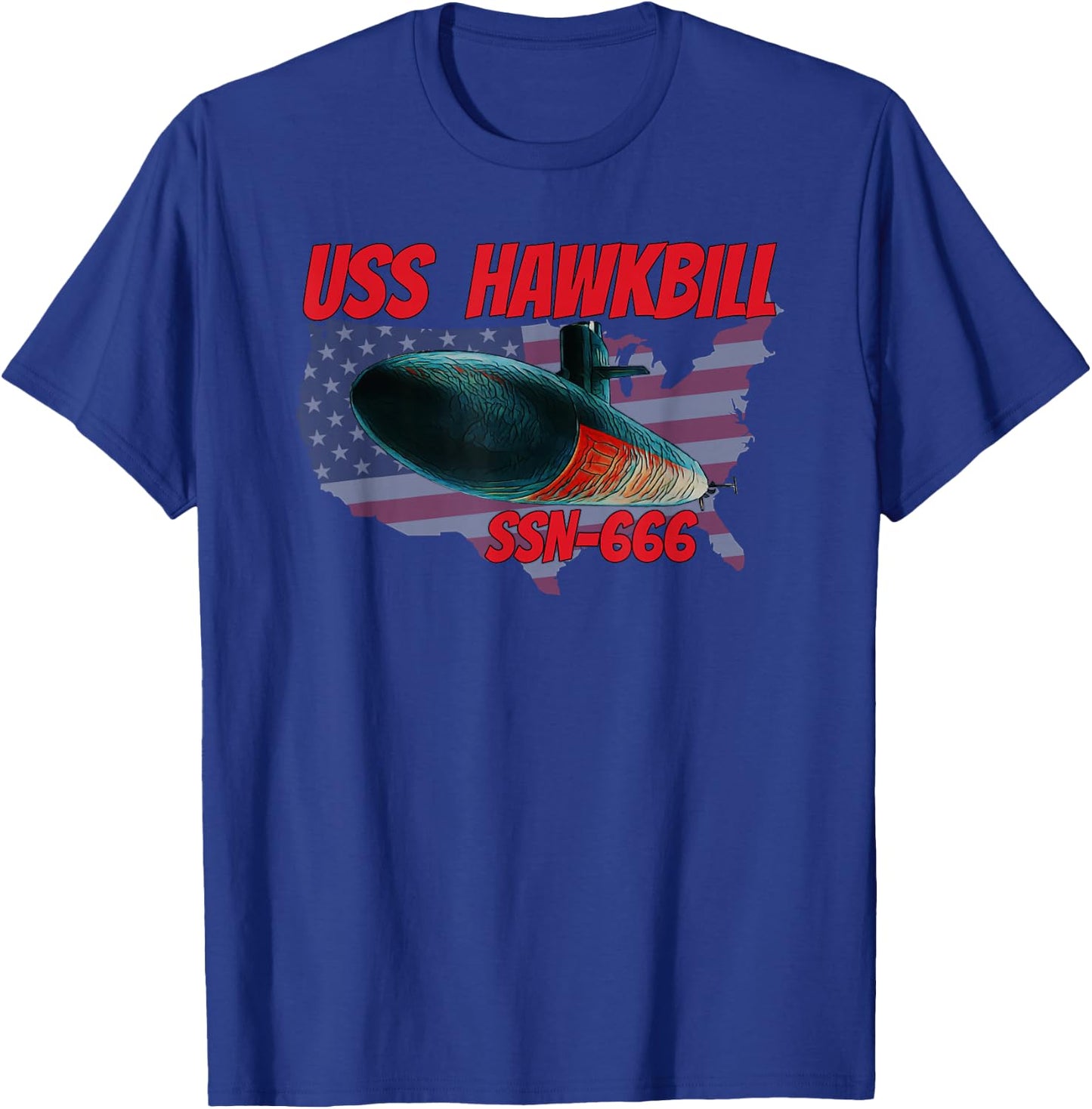 USS Hawkbill SSN-666 Submarine Veterans Day Father Grandpa T-Shirt - T-Shirt | Royal