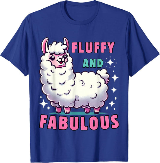 Fluffy and Fabulous Cute Llama for Animal Lovers T-Shirt - T-Shirt | Royal