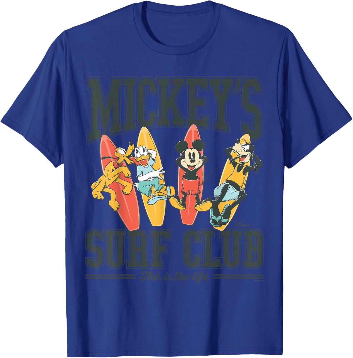 Mickey's Surf Club Mickey Mouse Pluto Donald Goofy T-Shirt - T-Shirt | Royal