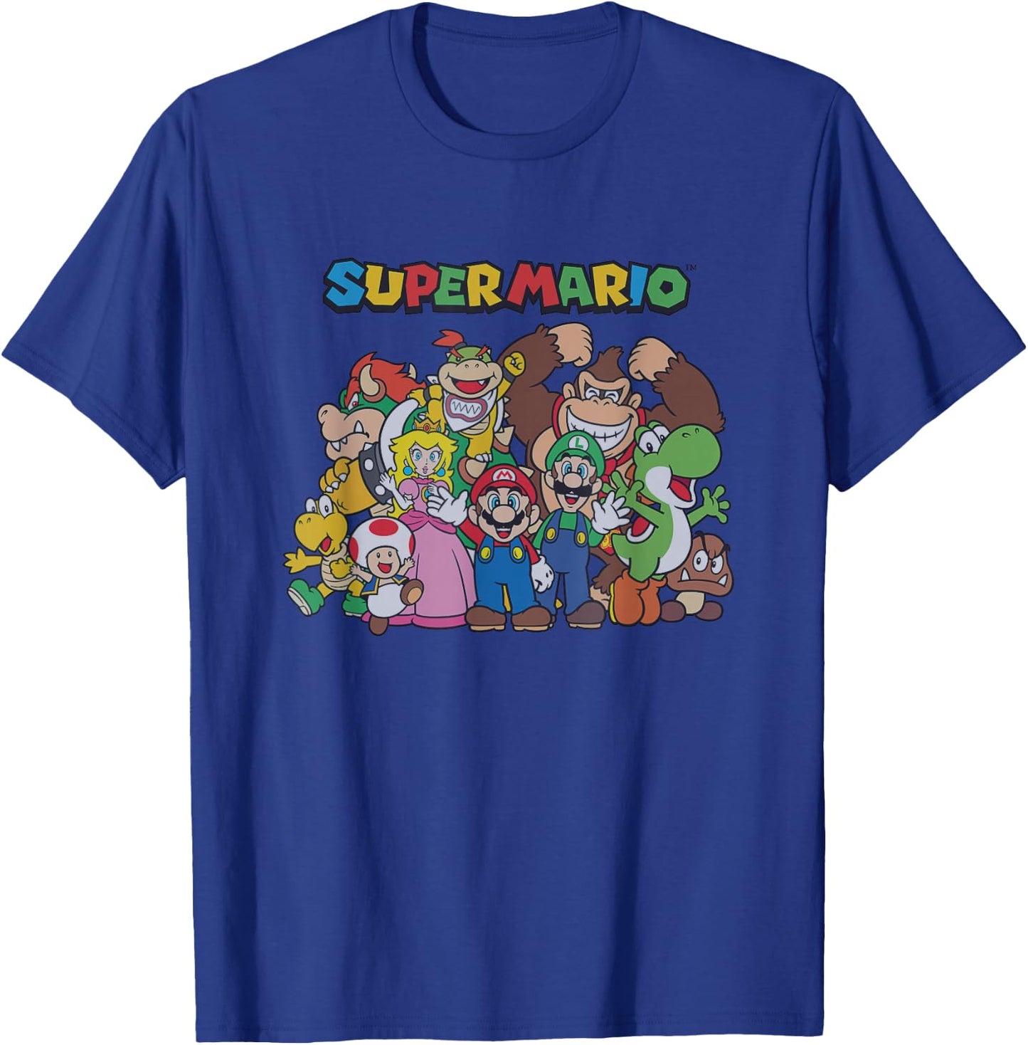 Super Mario Classic Character Line Up Group Shot T-Shirt - T-Shirt | Royal