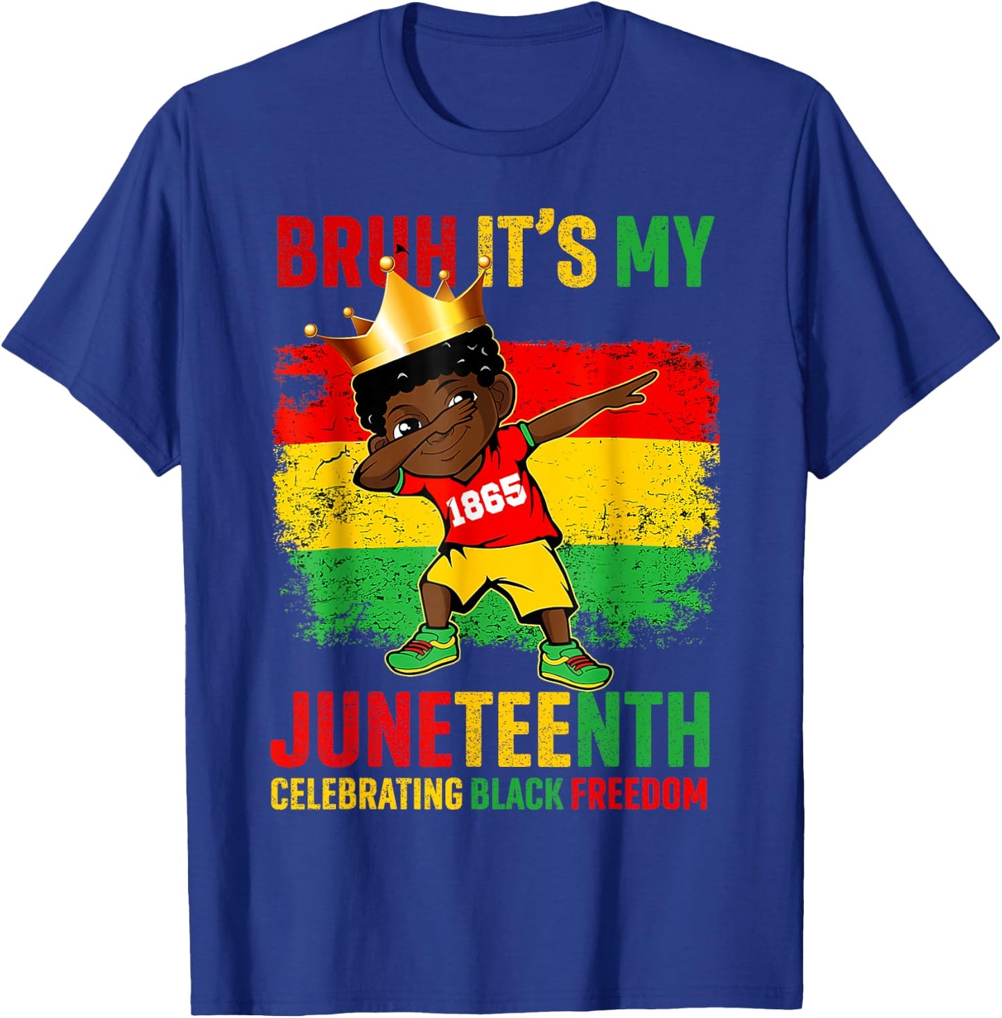 Bruh It's My Juneteenth Celebrating Black Freedom Kids Retro T-Shirt - T-Shirt | Royal