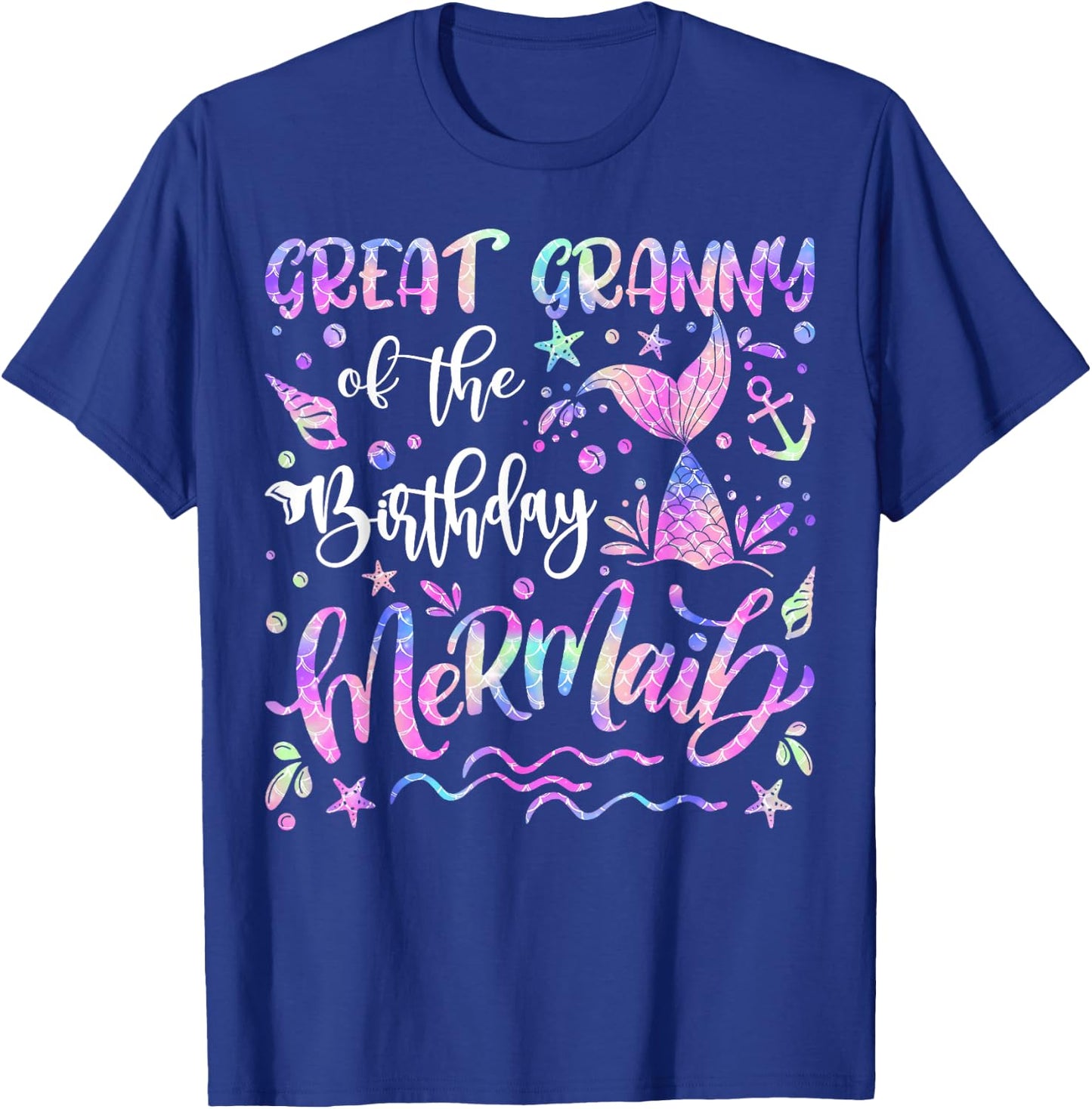 Great Granny Of The Birthday Mermaid Matching Family T-Shirt - T-Shirt | Royal