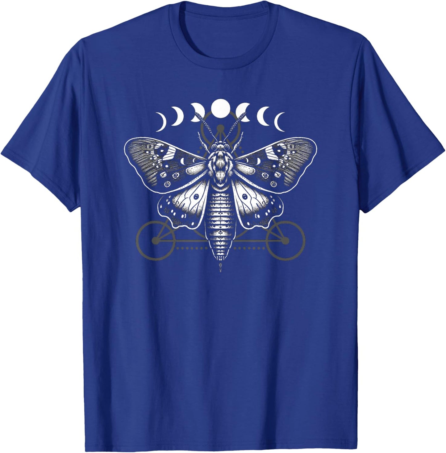 Moth Moon Cycles And Sacred Geometry Wiccan Nature Goth T-Shirt - T-Shirt | Royal