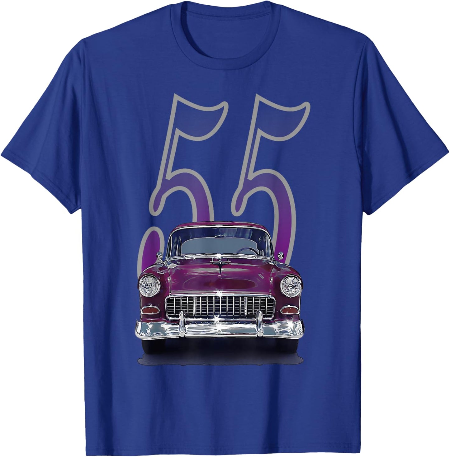 1955 55 Chevys Bel Air Classic Vintage Muscle Car Front View T-Shirt - T-Shirt | Royal