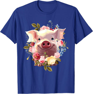 Cute Pig Lover Art Girls Unique Piggy Pig Related T-Shirt - T-Shirt | Royal