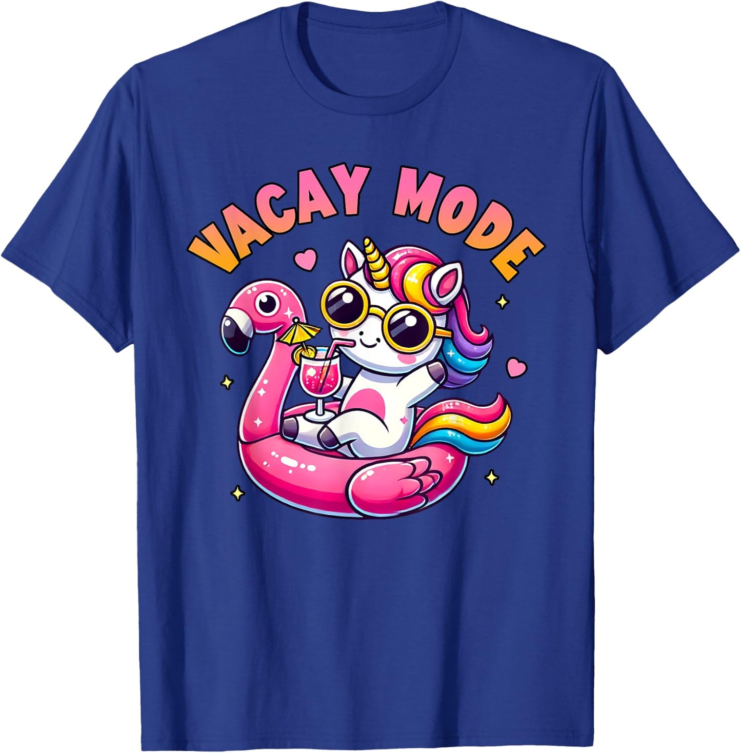 Vacay Mode Cute Unicorn Funny Family Vacation Gift Kids Girl T-Shirt - T-Shirt | Royal