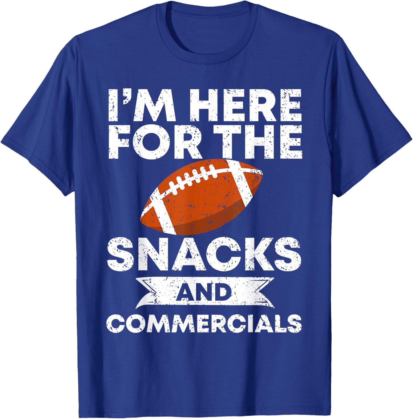 Snacks and Commercials Funny Football Bowl Gift T-Shirt - T-Shirt | Royal