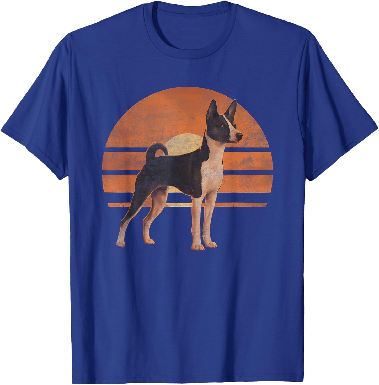 Retro Sunset Design Basenji Dog T-Shirt - T-Shirt | Royal