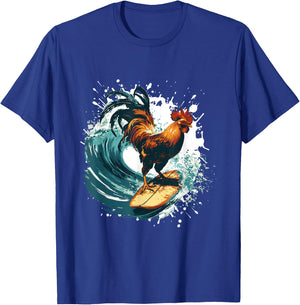 Rooster Surfing | Animal Sport Surfer T-Shirt - T-Shirt | Royal