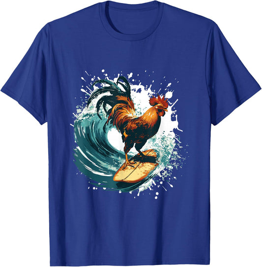 Rooster Surfing | Animal Sport Surfer T-Shirt - T-Shirt | Royal