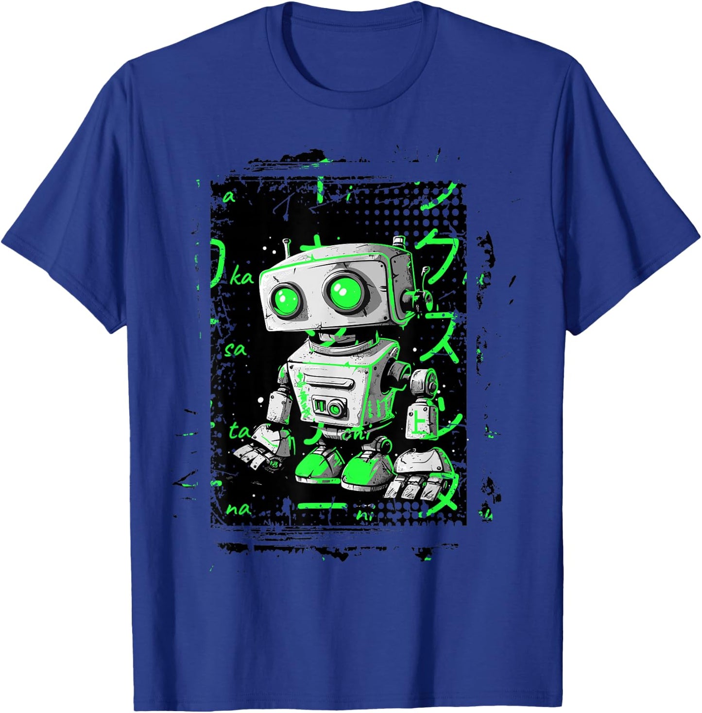 Green Cyberpunk Robot Kicks Green Color Graphic T-Shirt - T-Shirt | Royal