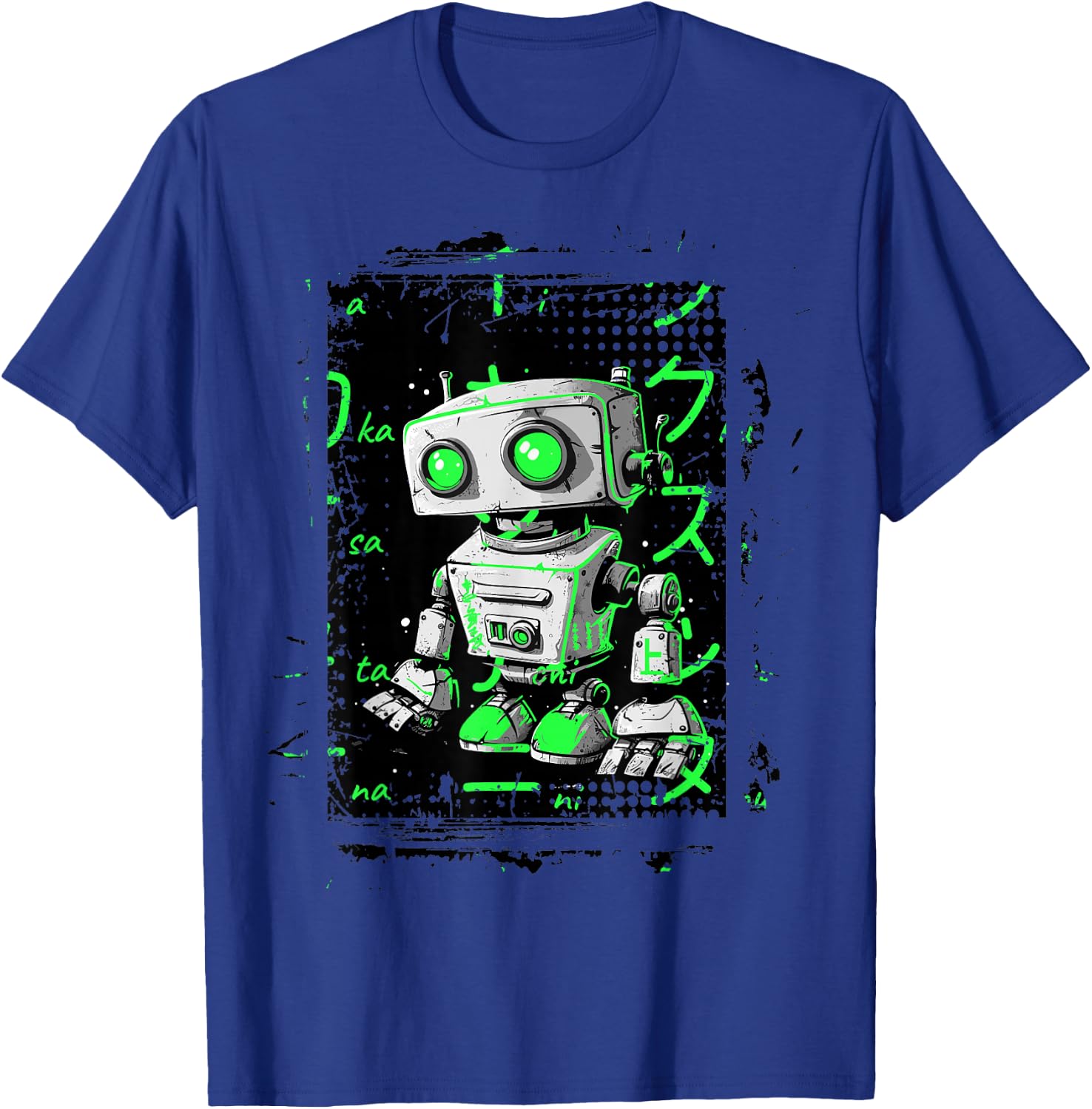 Green Cyberpunk Robot Kicks Green Color Graphic T-Shirt - T-Shirt | Royal