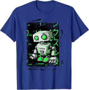 Green Cyberpunk Robot Kicks Green Color Graphic T-Shirt - T-Shirt | Royal