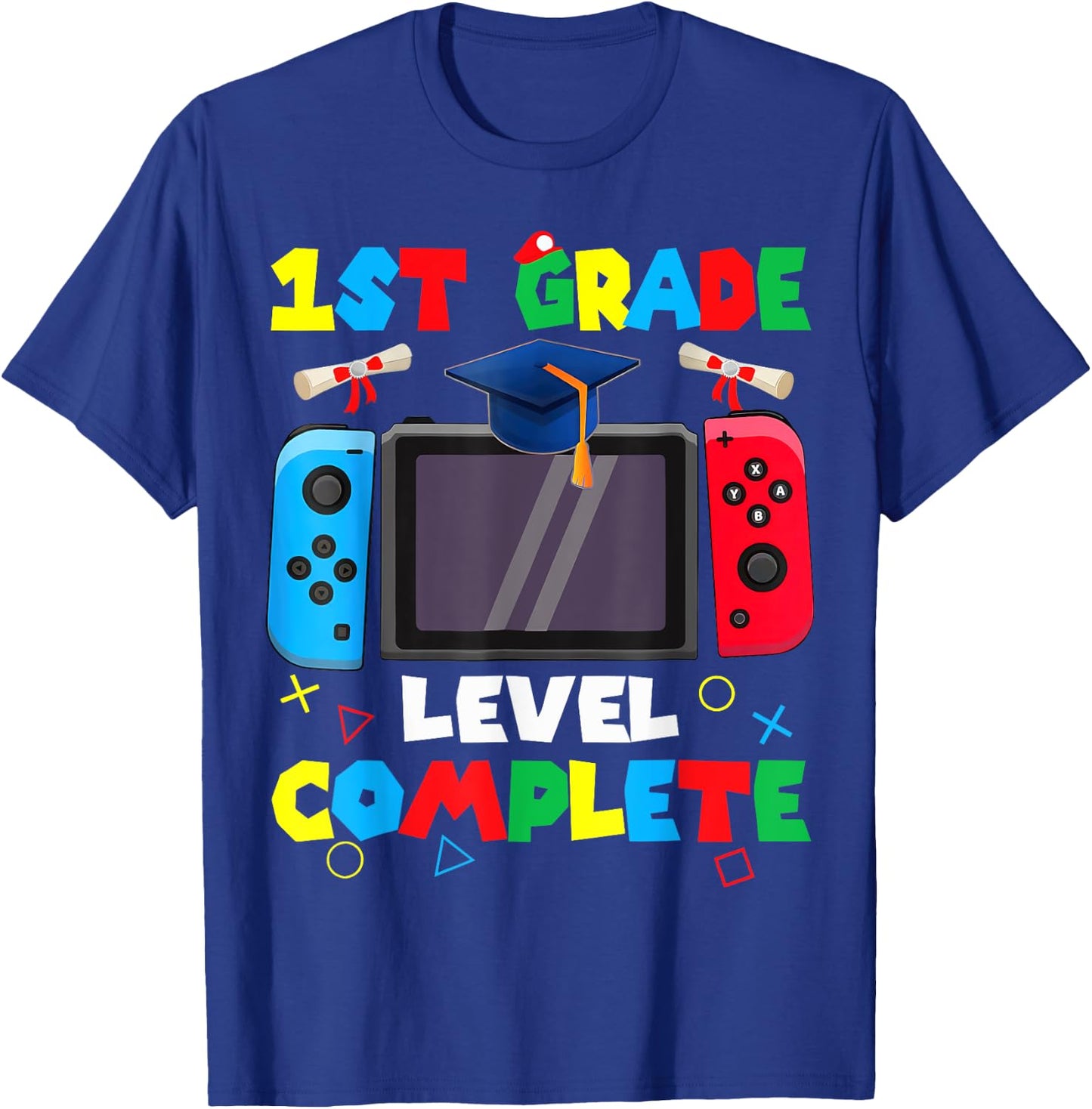 1st Grade Level Complete Graduation Class 2024 Boys Gamer T-Shirt - T-Shirt | Royal
