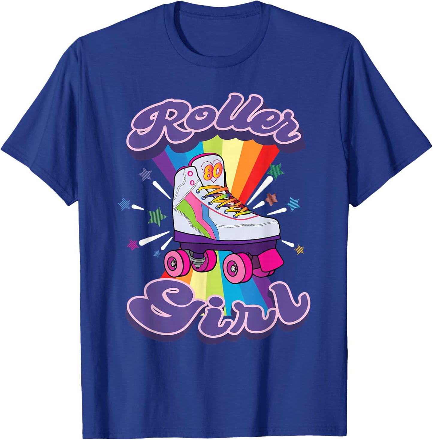 Roller Girl Funny Retro 70's Rolling Skates Gift Women Kids T-Shirt - T-Shirt | Royal