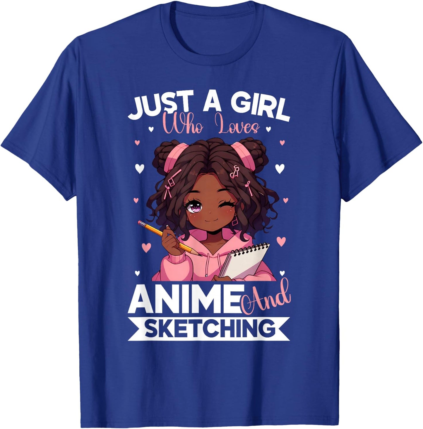 Just A Girl Who Loves Anime and Sketching Afro Anime Merch T-Shirt - T-Shirt | Royal