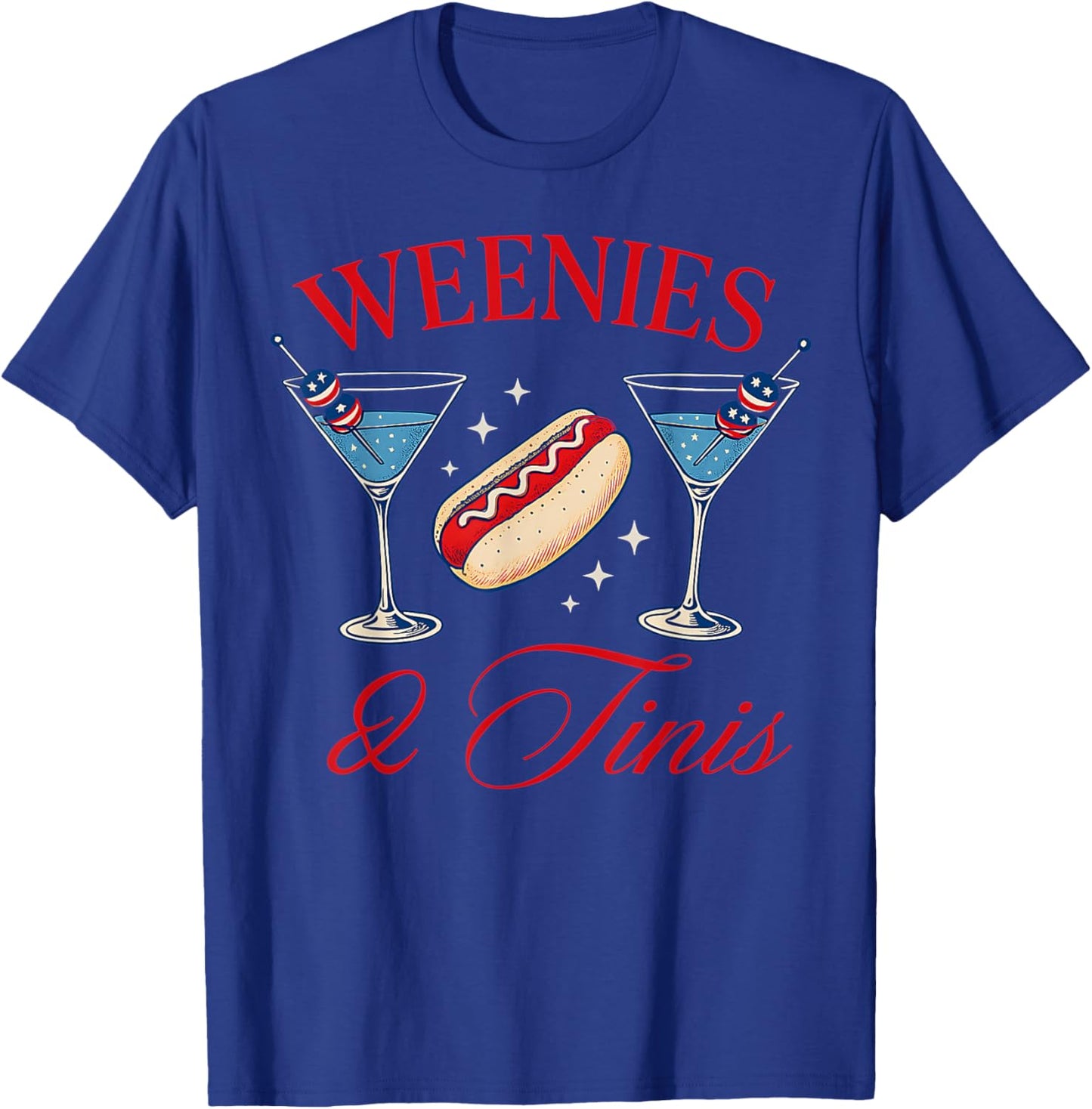 Weenies and Tinis Hot Dogs With Martini Cocktail Party T-Shirt - T-Shirt | Royal